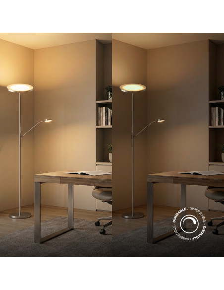 Lámpara de Pie LED con Luz de Lectura Ø250x20mm 25W Blanco Cálido 3000K 1800mm