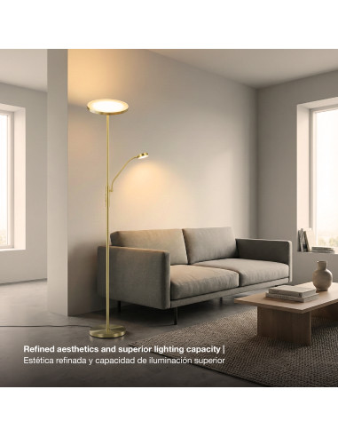 Lámpara de Pie LED con Luz de Lectura Ø250x20mm 25W Blanco Cálido 3000K 1800mm