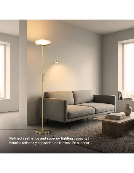Lámpara de Pie LED con Luz de Lectura Ø250x20mm 25W Blanco Cálido 3000K 1800mm