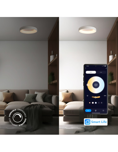Panel LED Smart Redondo Blanco 38x38x9cm 32W 140mA CCT, de Aplicar