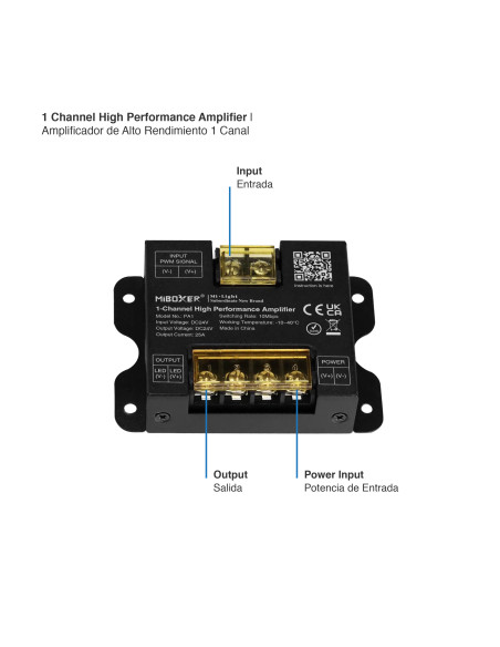 Amplificador de Alto Rendimiento 1 Canal 25A máx. 24V