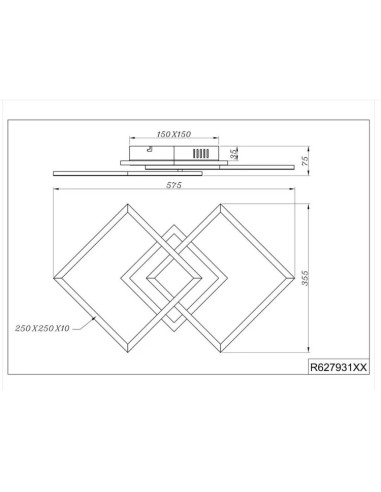 Plafón metal negro con difusor acrílico SMD 25W 3000K venida