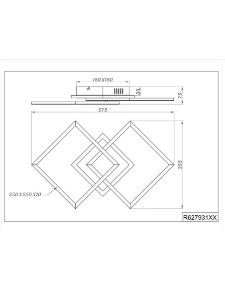 Plafón metal negro con difusor acrílico SMD 25W 3000K venida