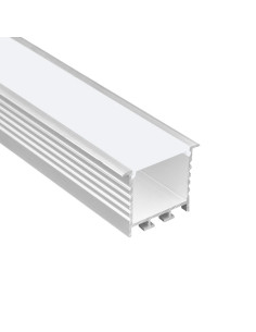 Perfil de Aluminio Linear 35x35mm Anodizado, Cover Opal Blanco x2m