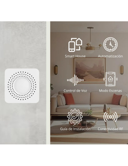 Mini Smart Switch WiFi+RF 2 Canales, 100-240Vac 50-60Hz 10A max 2.4GHz