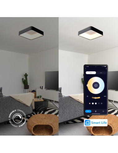 Panel LED Smart Cuadrado Negro 50x50x9cm 48W 210mA CCT, de Aplicar