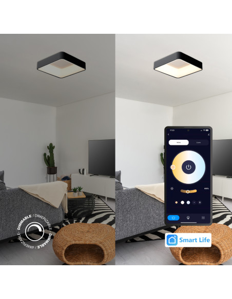 Panel LED Smart Cuadrado Negro 50x50x9cm 48W 210mA CCT, de Aplicar