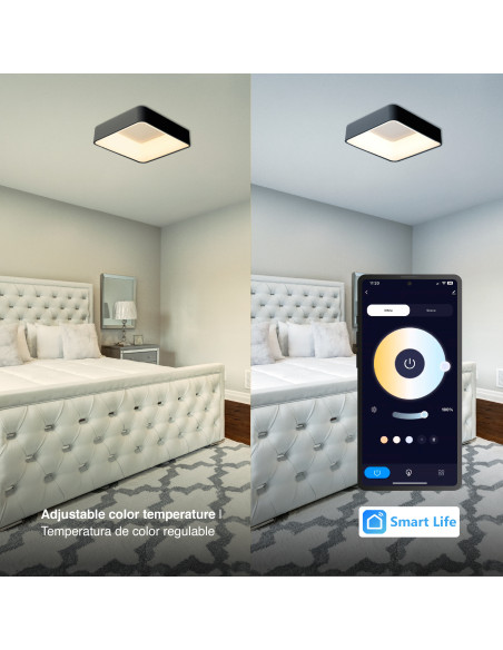 Panel LED Smart Cuadrado Negro 50x50x9cm 48W 210mA CCT, de Aplicar