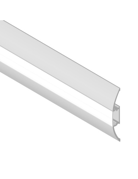 Perfil de Aluminio Curve 52x8mm Anodizado, Cover Opal Blanco x2m