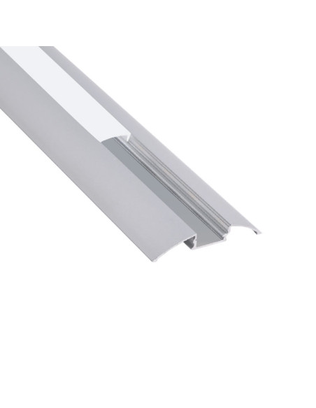 Perfil de Aluminio Curve 52x8mm Anodizado, Cover Opal Blanco x2m