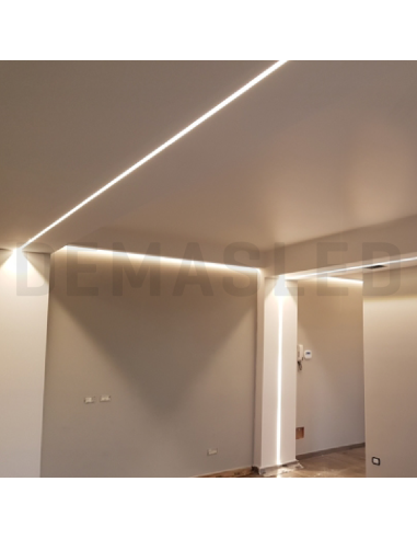 Perfil de Aluminio Curve 52x8mm Anodizado, Cover Opal Blanco x2m