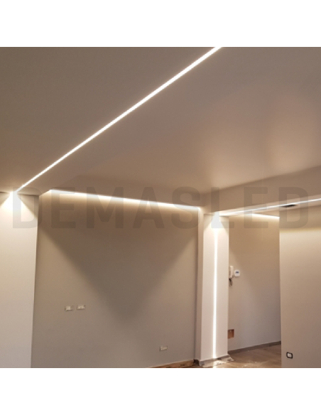 Perfil de Aluminio Curve 52x8mm Anodizado, Cover Opal Blanco x2m